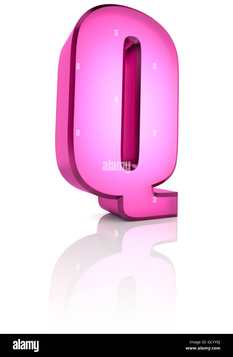 Pink letter Q isolated on white background. 3d rendering Stock Photo