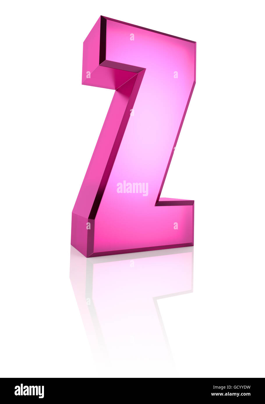 Pink letter Z isolated on white background. 3d rendering Stock Photo