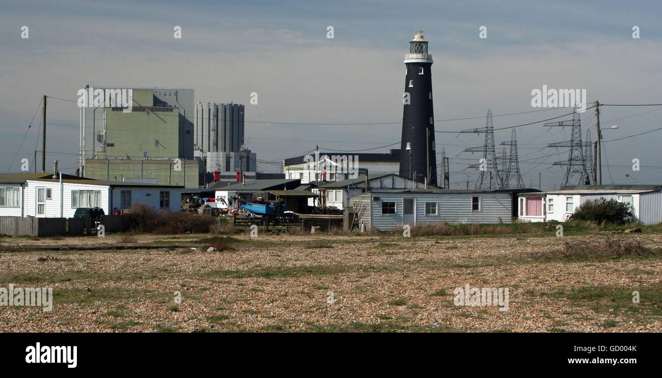 The Old Lighthouse and Nuclear Power Station at Dungeness Stock Photo