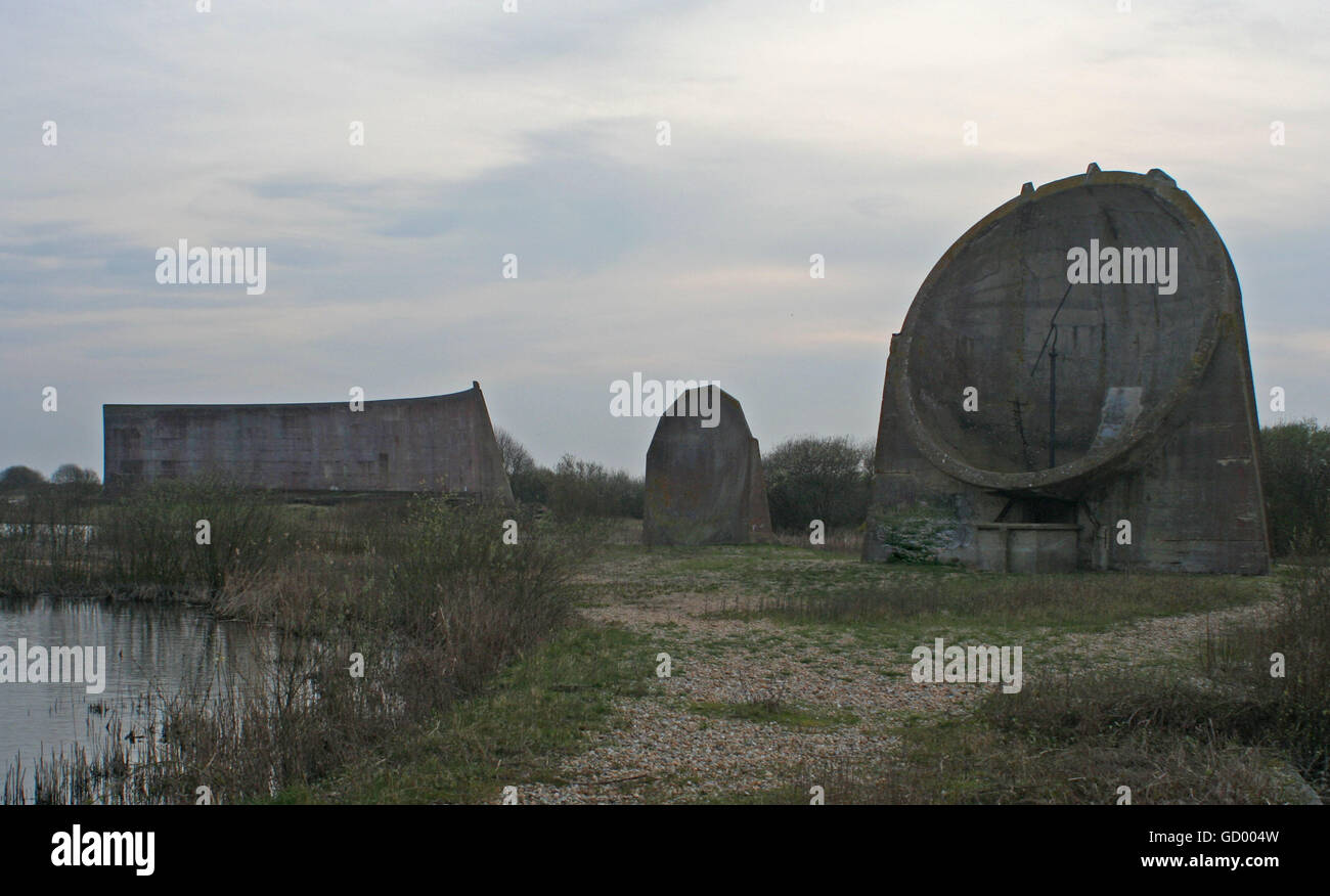 Early Radar Listening Receivers in Concrete at Lydd Stock Photo