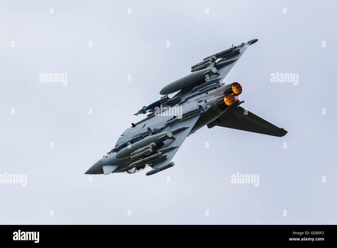 BAE Systems Typhoon loaded up with weapons at the 2016 Royal International Air Tattoo. Stock Photo