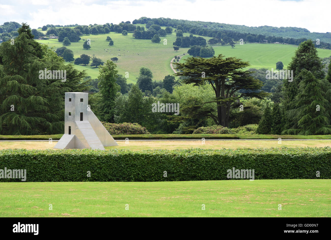 'House To Watch The Sunset' a  sculpture by Not Vital on display in the grounds of The Yorkshire Sculpture Park, UK. (2016) Stock Photo