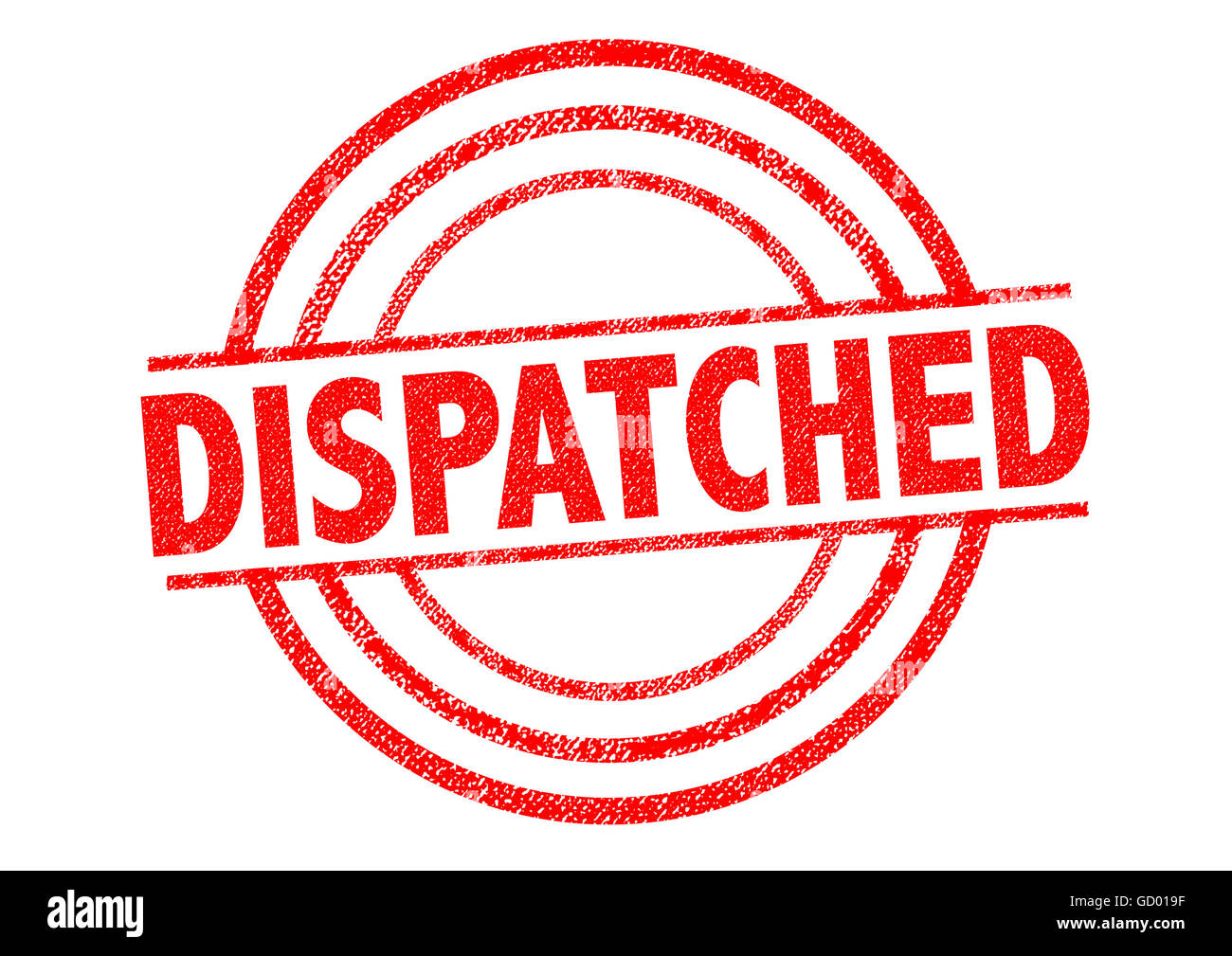 DISPATCHED red Rubber Stamp over a white background Stock ...