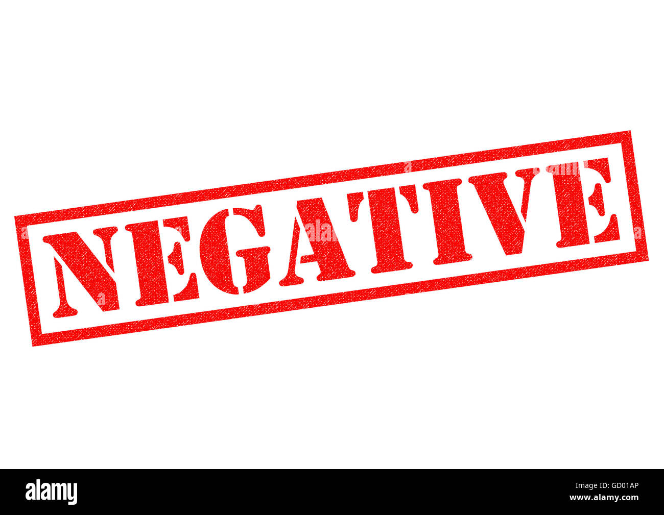NEGATIVE red Rubber Stamp over a white background. Stock Photo