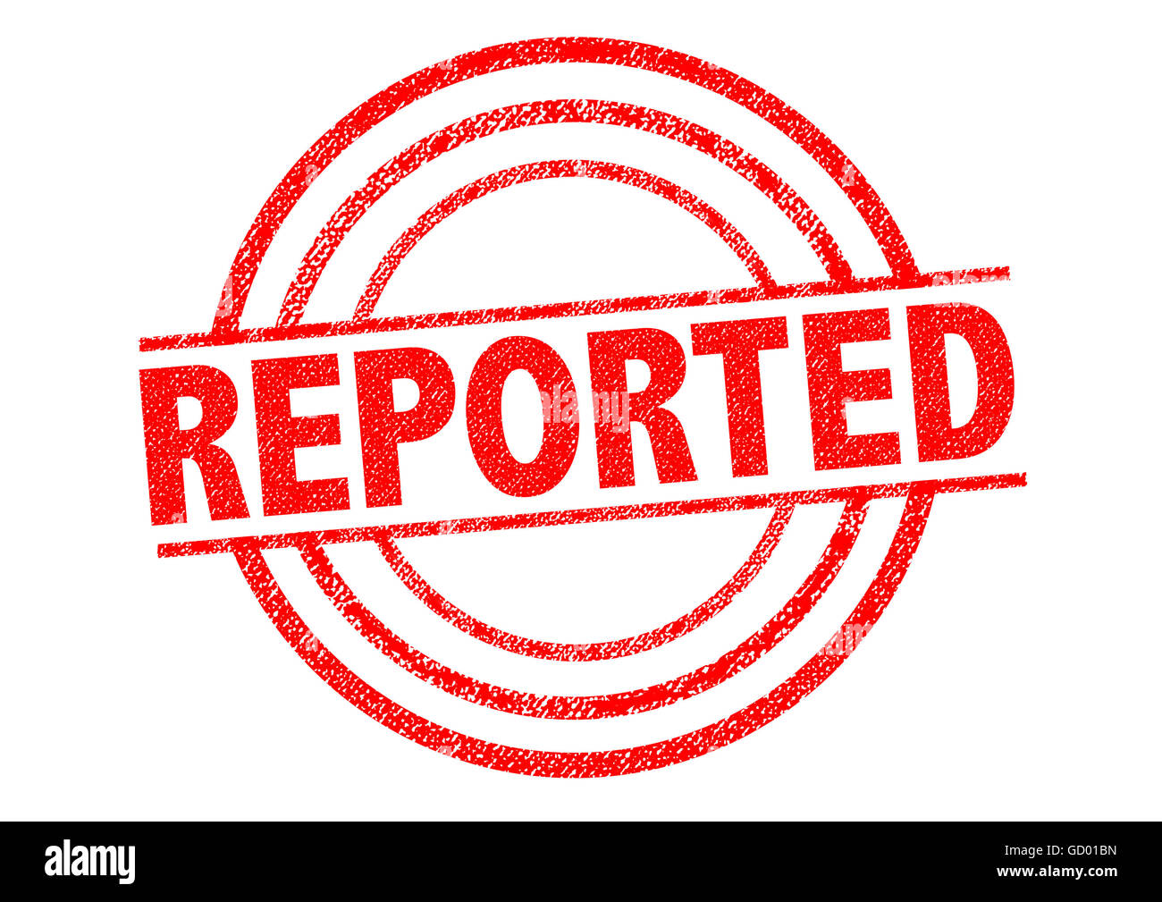 REPORTED red Rubber Stamp over a white background. Stock Photo
