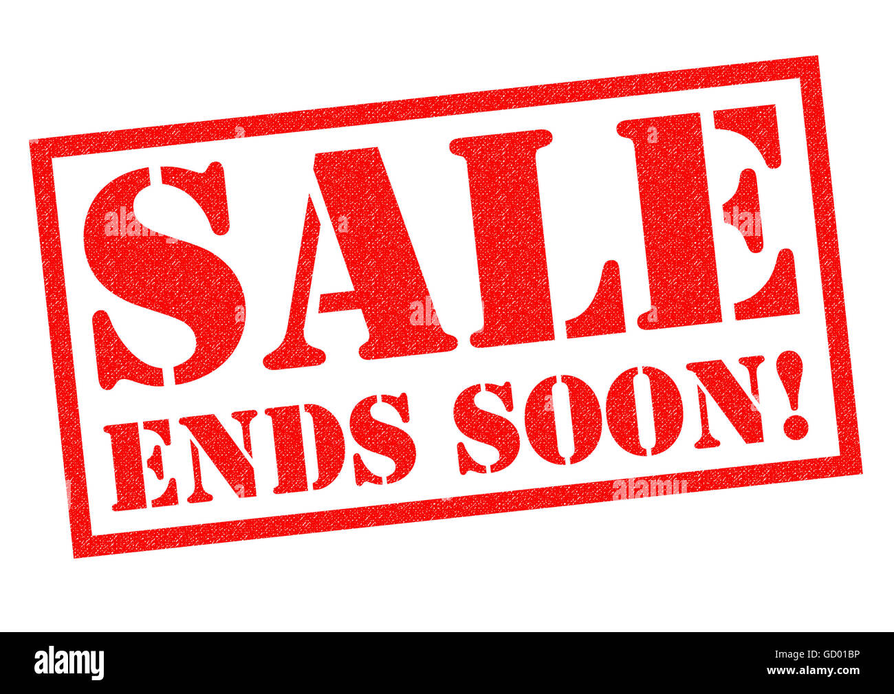 SALE ENDS SOON! red Rubber Stamp over a white background Stock Photo