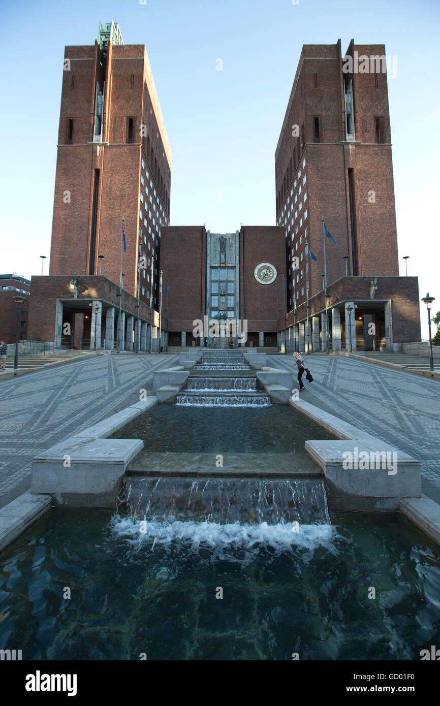 Oslo City Hall, Oslo Radhus, Rådhusplassen, Oslo, Norway Stock Photo ...