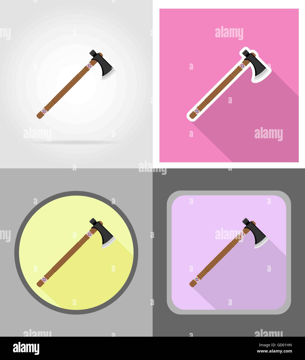 tomahawk wild west flat icons vector illustration isolated on ...