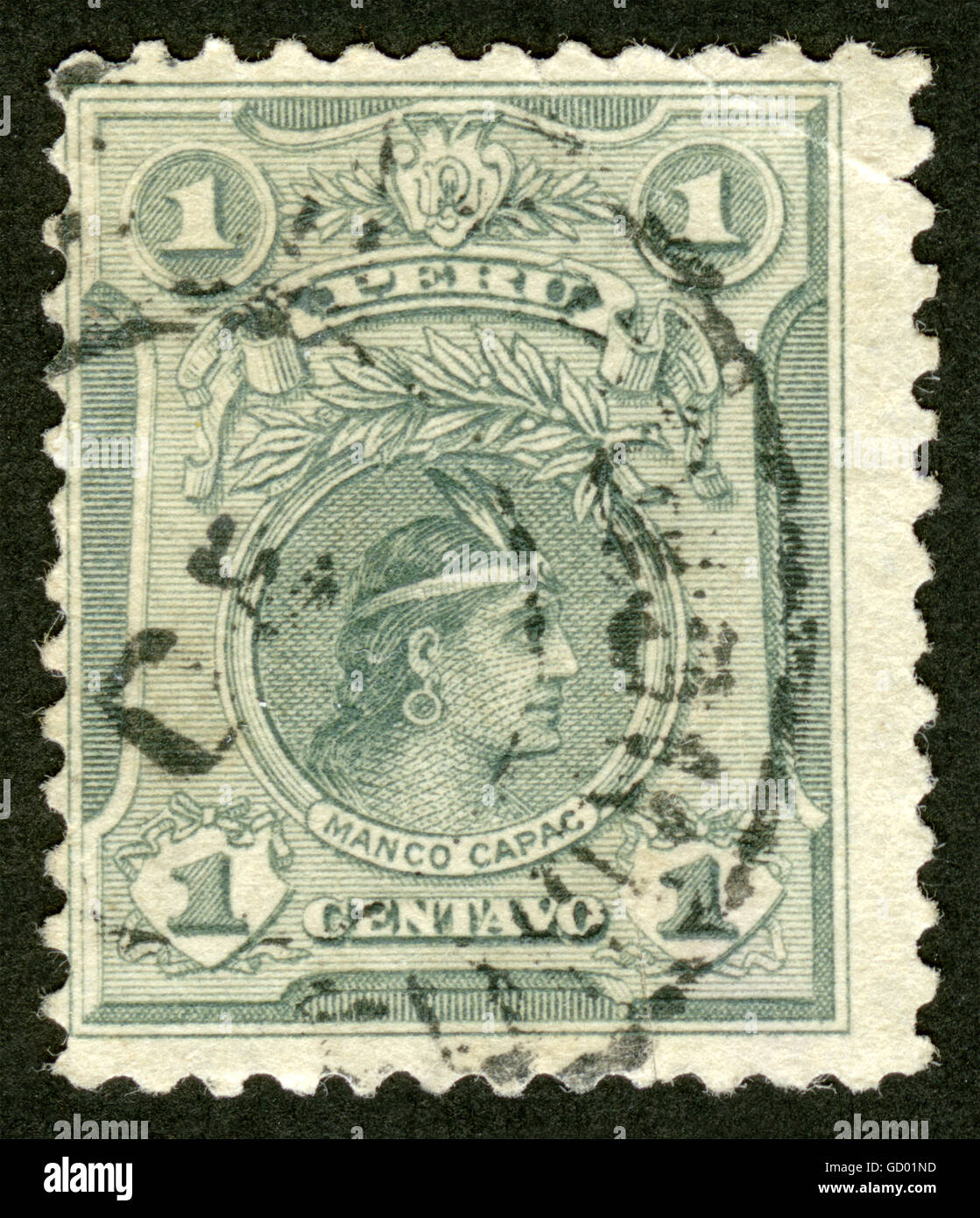 SG: 415 var Fresco Posta STAMPS-Perù 1918 1 peso ABN co specimen 