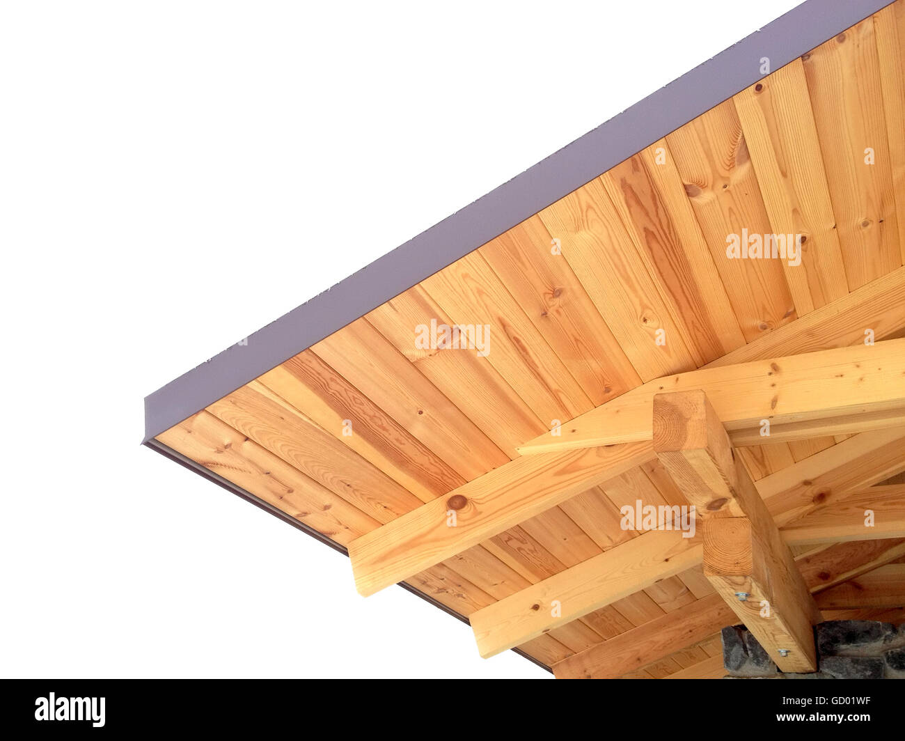 roof structure with wooden rafters in traditional style Stock Photo