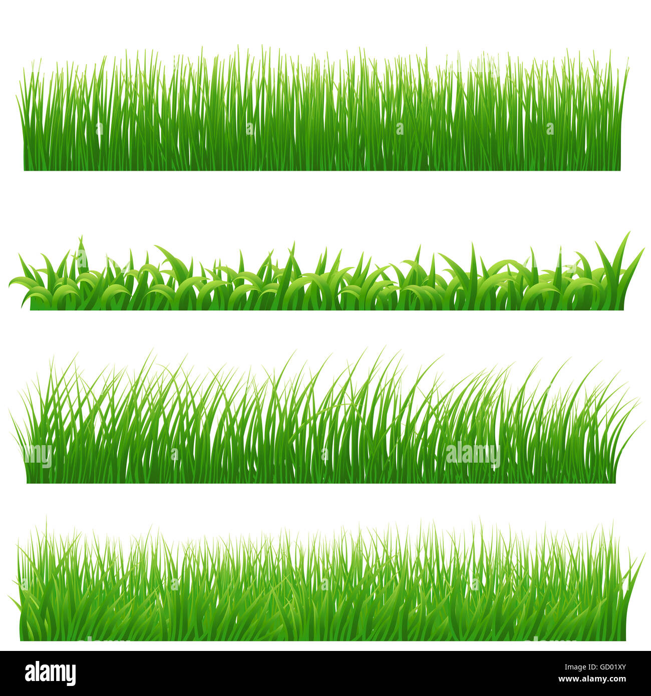 Green grass borders set on white. illustration Stock Photo
