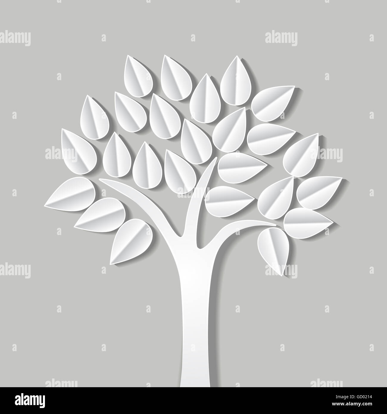 abstract illustration with tree made of paper with shadow Stock Photo