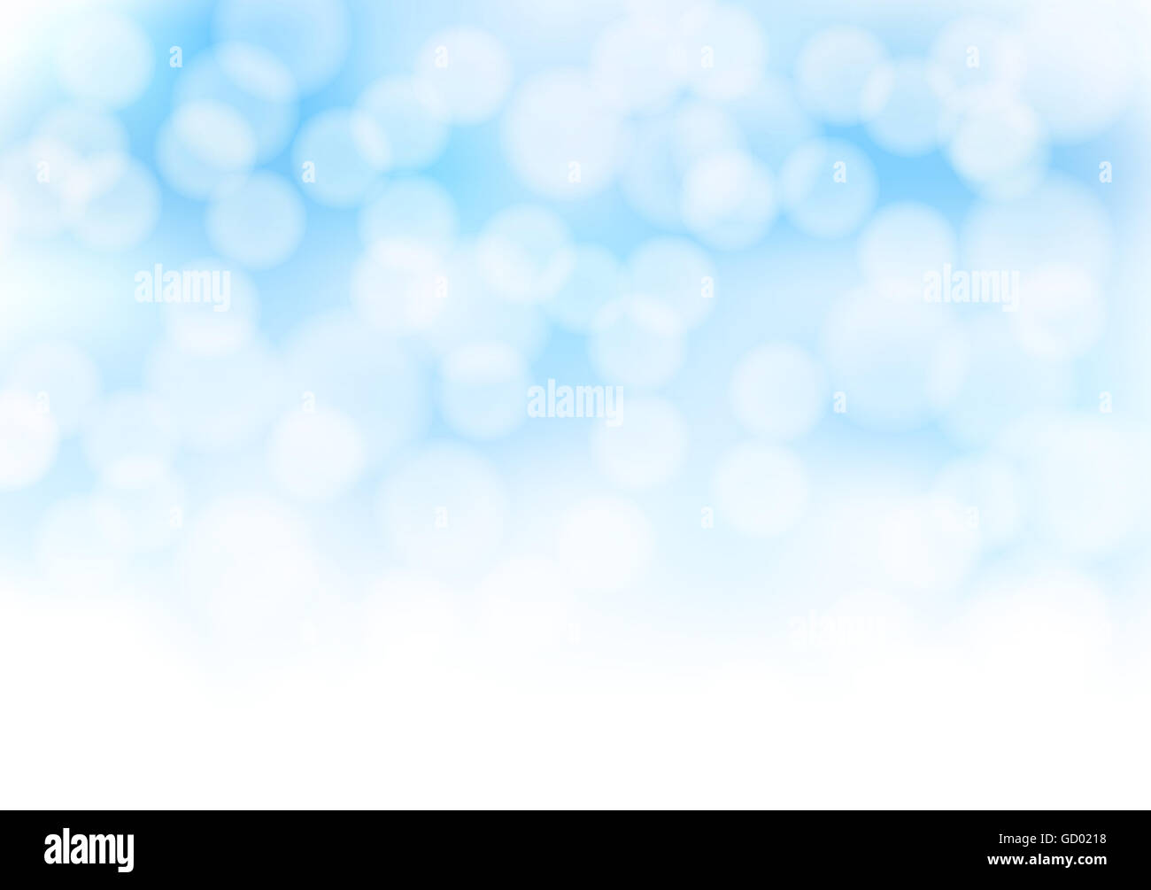 Abstract blue bokeh background with blurred light effects. Glowing light in blue sky abstract horizontal backdrop as decoration Stock Photo