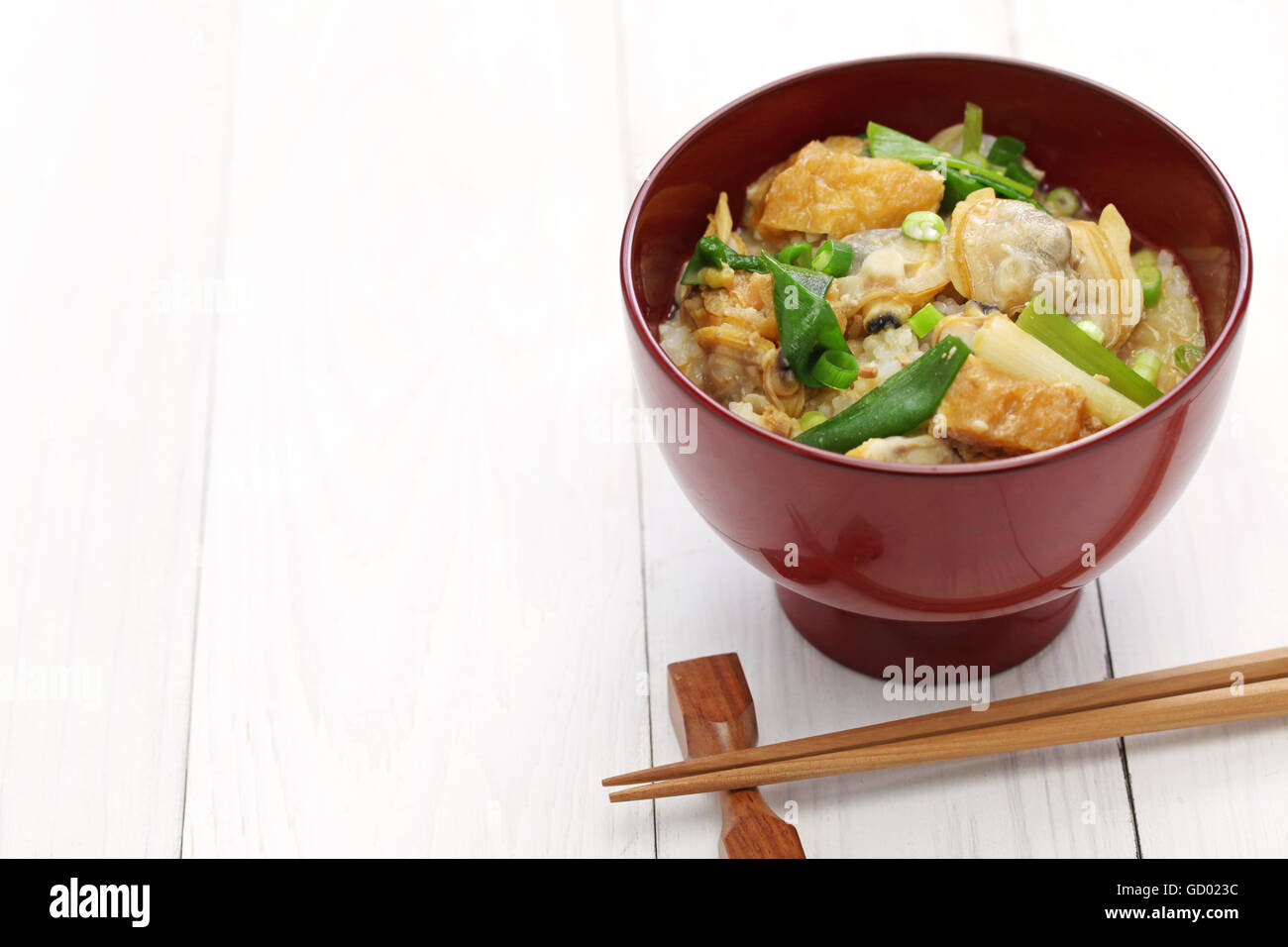 Fukagawadon, miso taste simmered clams rice bowl, Japanese traditional food Stock Photo