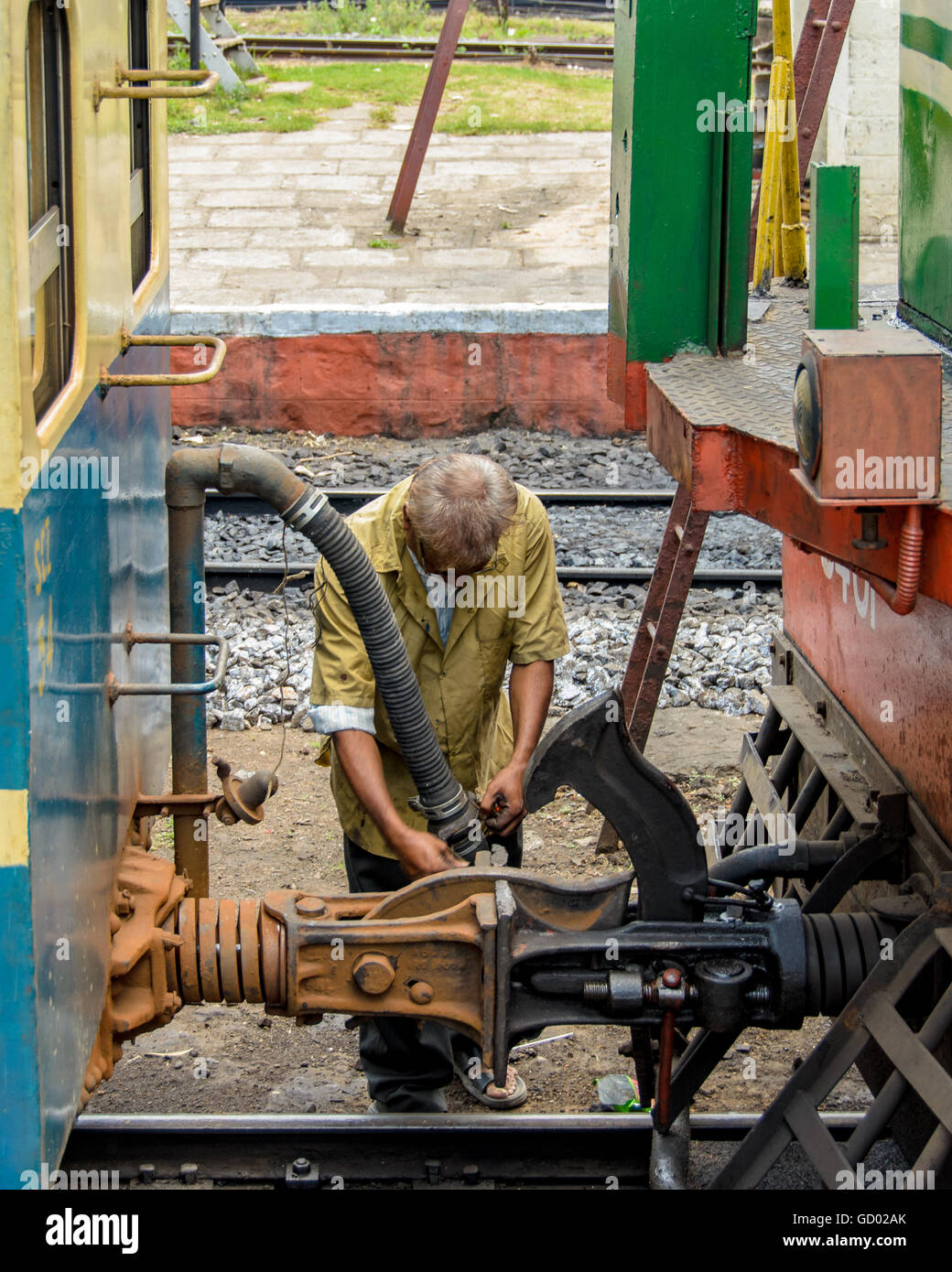 Indian Railway worker Coonoor India Stock Photo