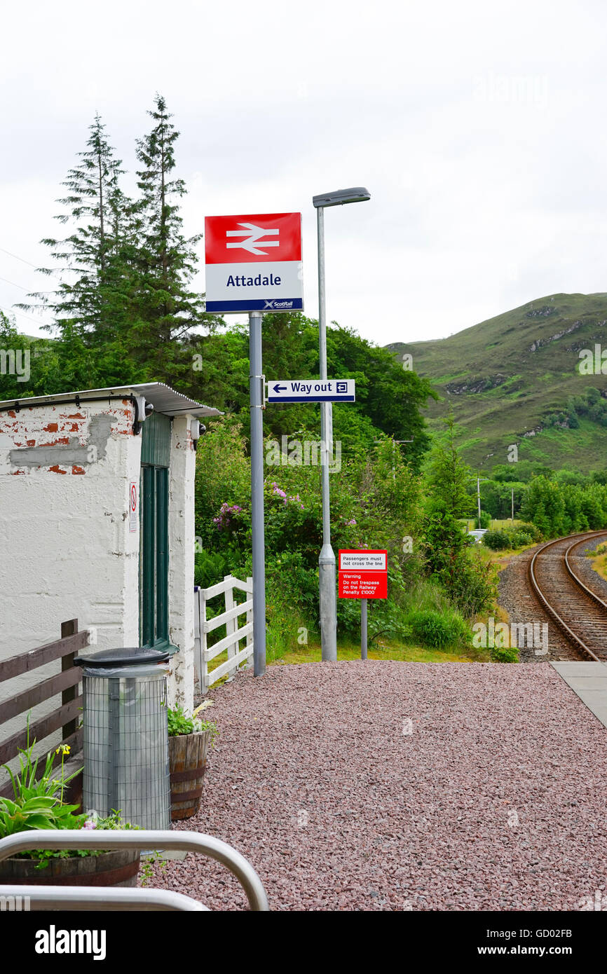 Attadale Railway Station near Strathcarron,Highland, Scotland, UK. Stock Photo
