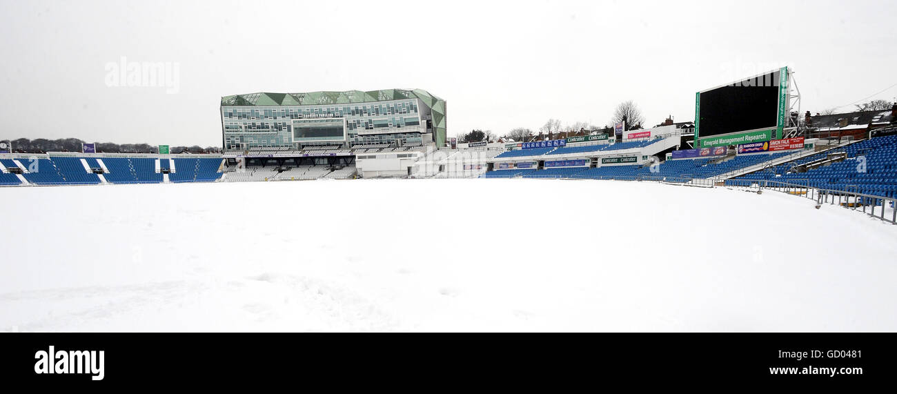 Cricket Leeds Carnegie Snow Views Headingley Cricket Ground Stock