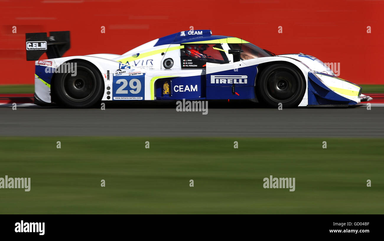 Racing Box's Lola B09 - Judd driven by Luca Pirri, Marco Cioci and Piergiuseppe Perazzinii makes it's way around the track during the Le Mans Series 1000km race at Silverstone Circuit, Northamptonshire. Stock Photo