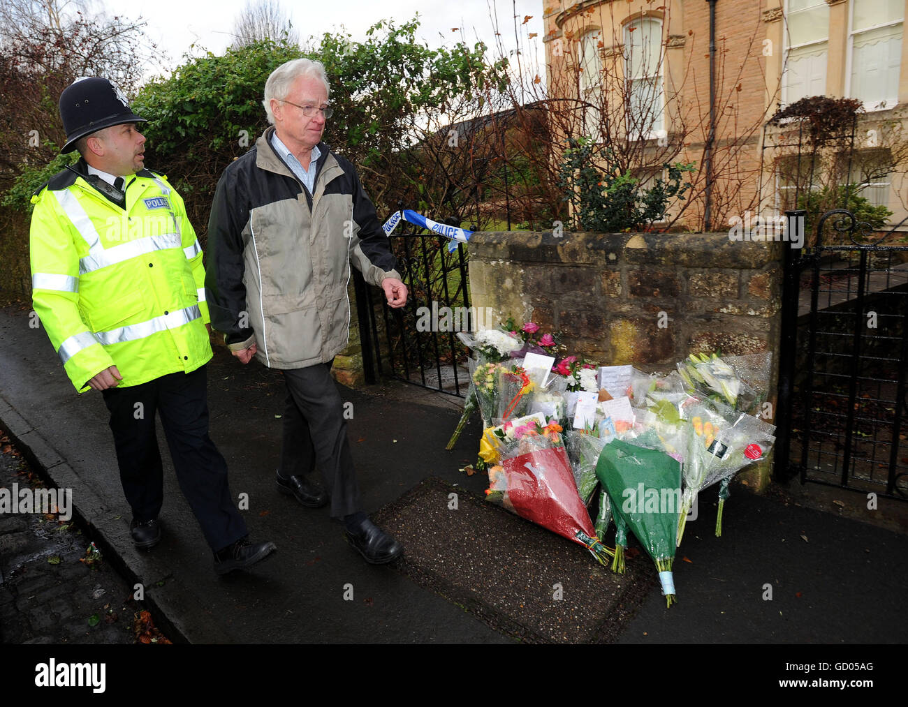 A man (name not given) who handed in a sock to police at the scene outside the flat of murder victim Joanna Yeates on Canynge Road in Clifton, Bristol. Stock Photo