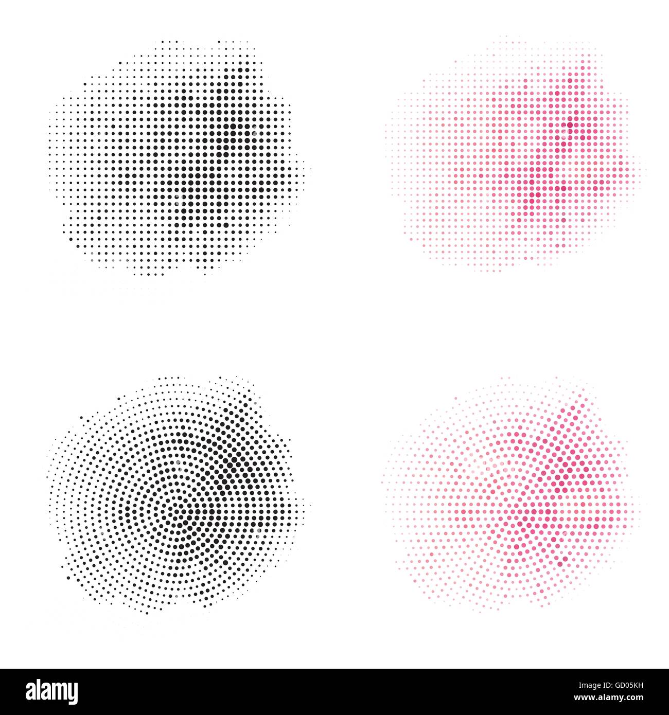 Set of Vintage Abstract Halftone Backgrounds. Vector Illustration. Radial and Linear Halftone. Stock Vector