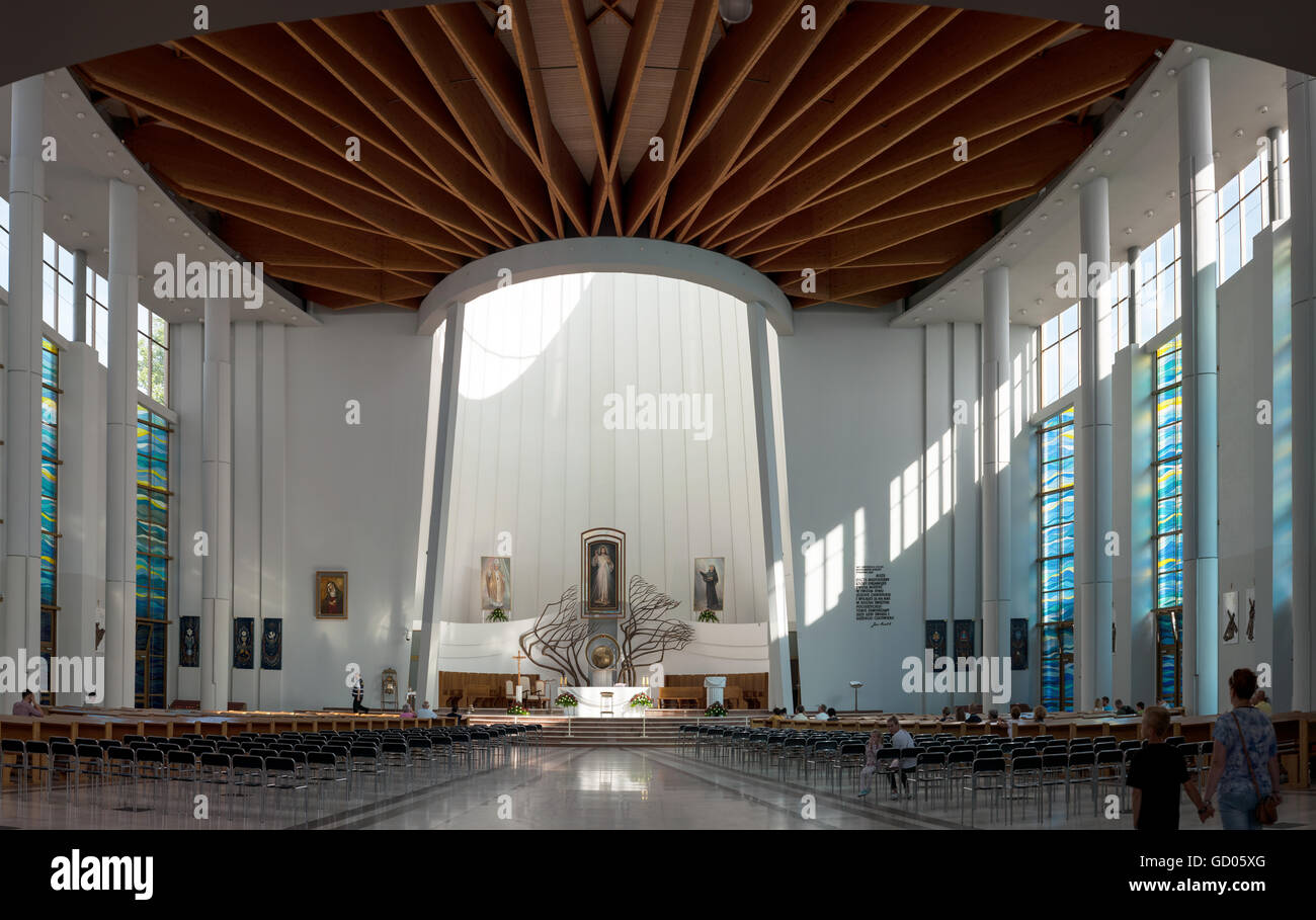 Interior of Sanctuary of Divine Mercy in Lagiewniki, Krakow, Poland. World Youth Day 2016 site, sacred by Pope John Paul II Stock Photo