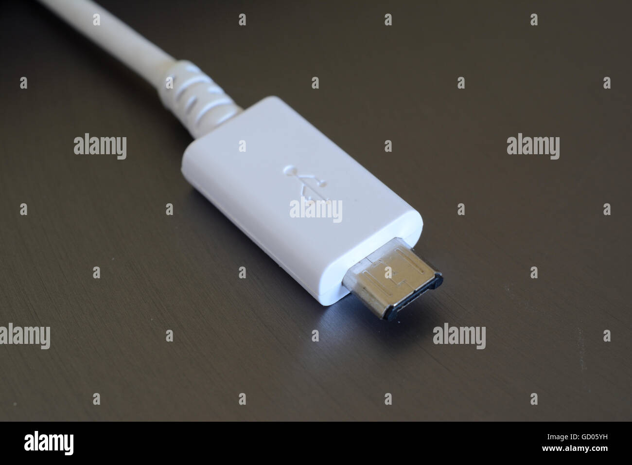 White micro USB plug closeup Stock Photo