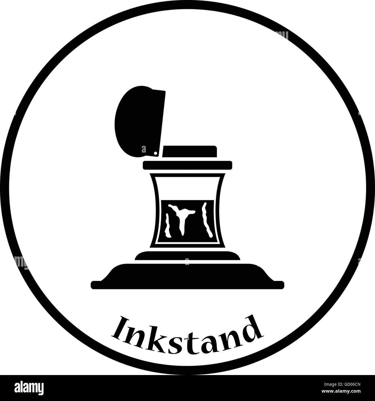 Inkstand icon. Thin circle design. Vector illustration Stock Vector ...