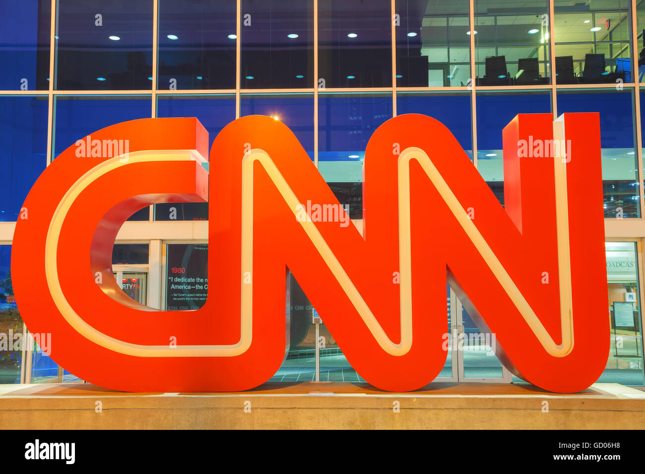 ATLANTA - AUGUST 29: CNN Center in Atlanta on August 29, 2015 in Atlanta. The CNN Center is the world headquarters of CNN. Stock Photo