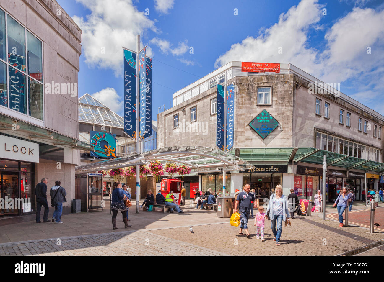 Swansea, Wales: 1 July 2016 -  2016 - Shopping in Swansea city centre. Stock Photo