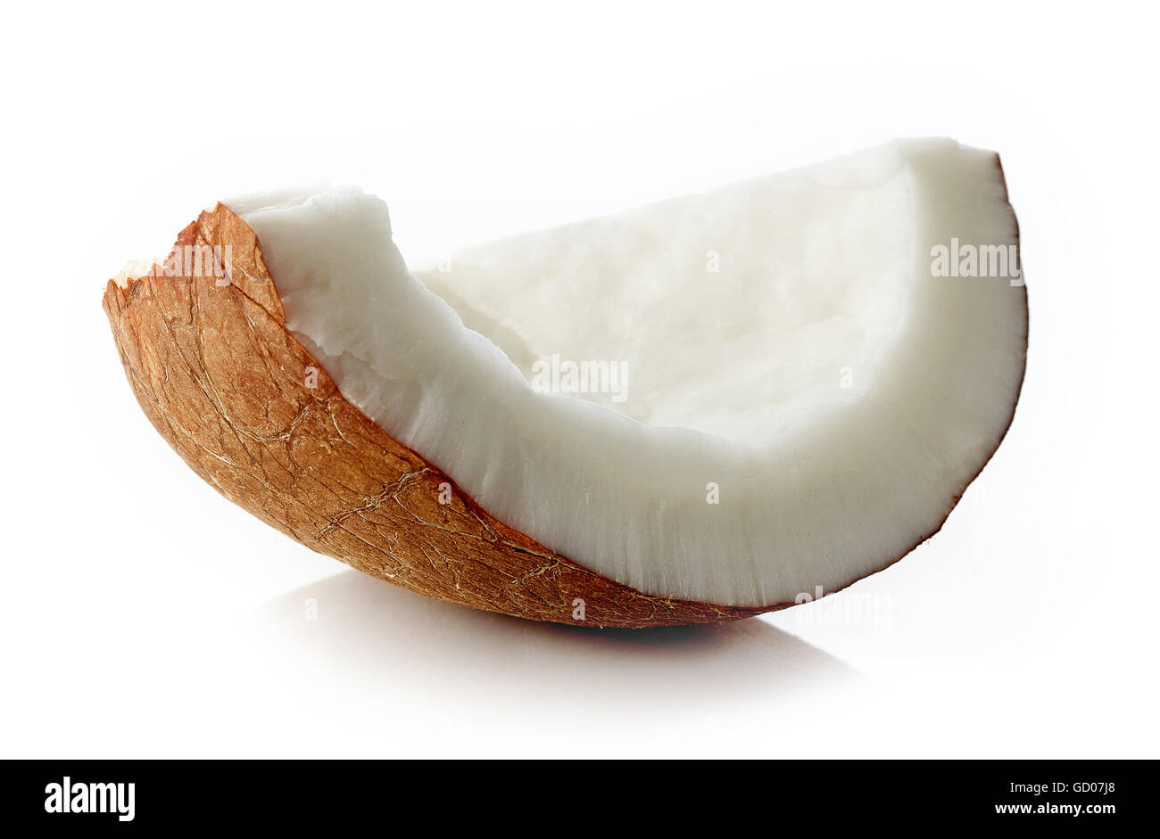 Coconut piece isolated on white background Stock Photo