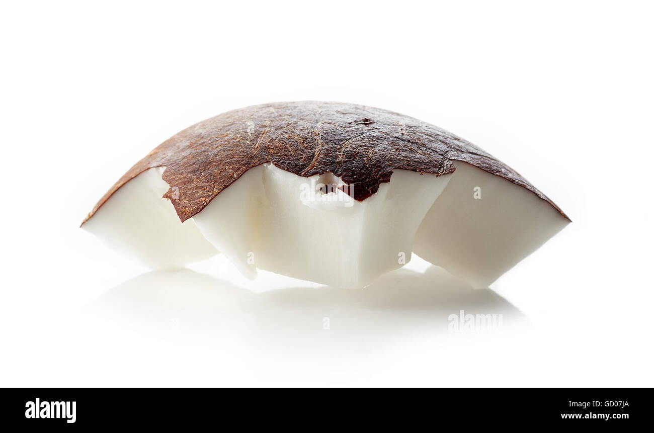 Coconut piece isolated on white background Stock Photo