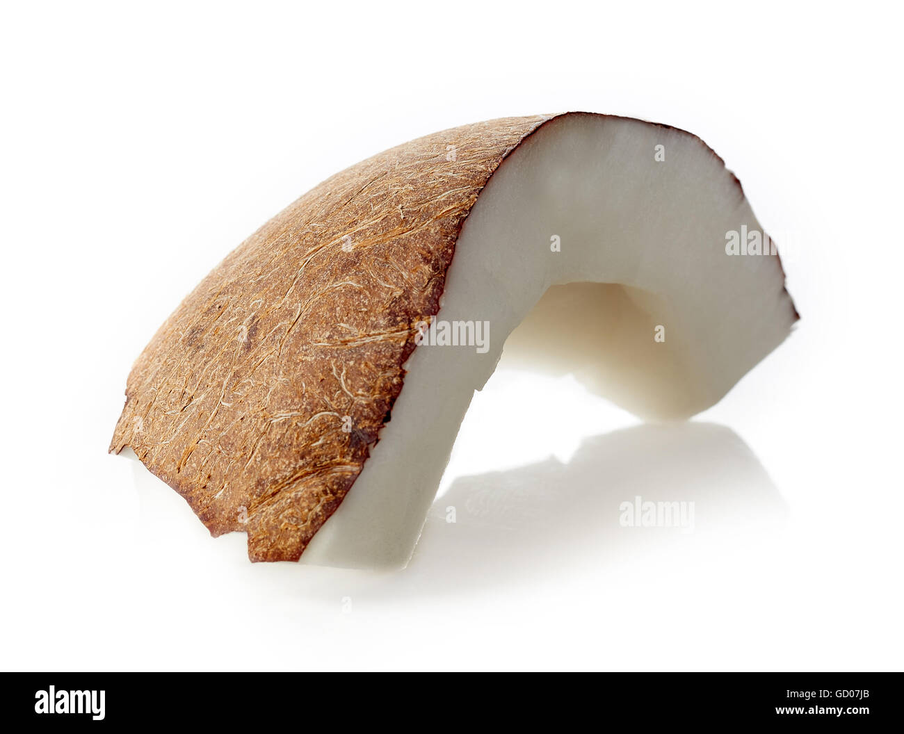 Coconut piece isolated on white background Stock Photo
