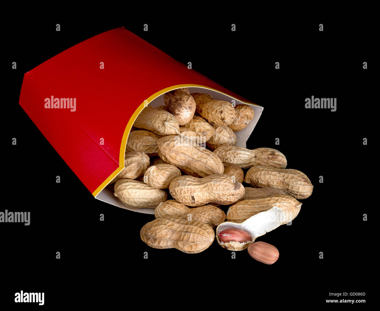 Fast food healthy snack. Peanuts Aka groundnuts, monkey nuts. Stock Photo