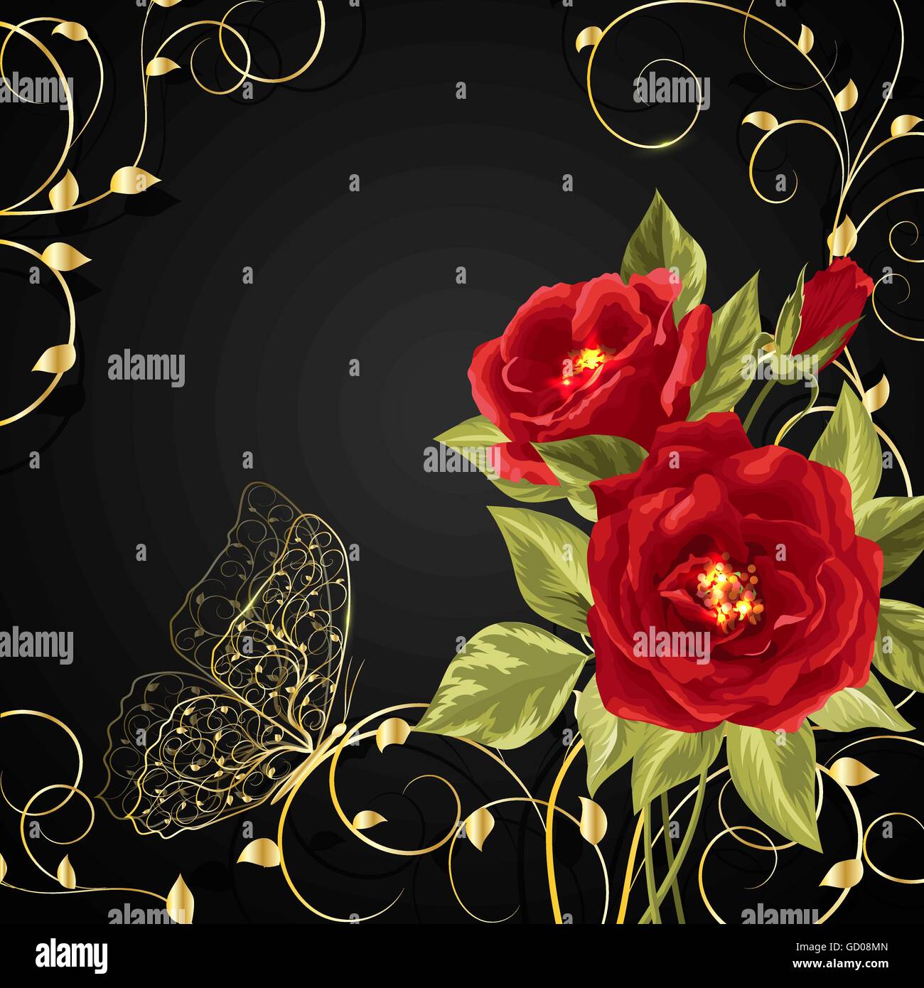 Abstract red rose butterfly greeting hi-res stock photography and ...