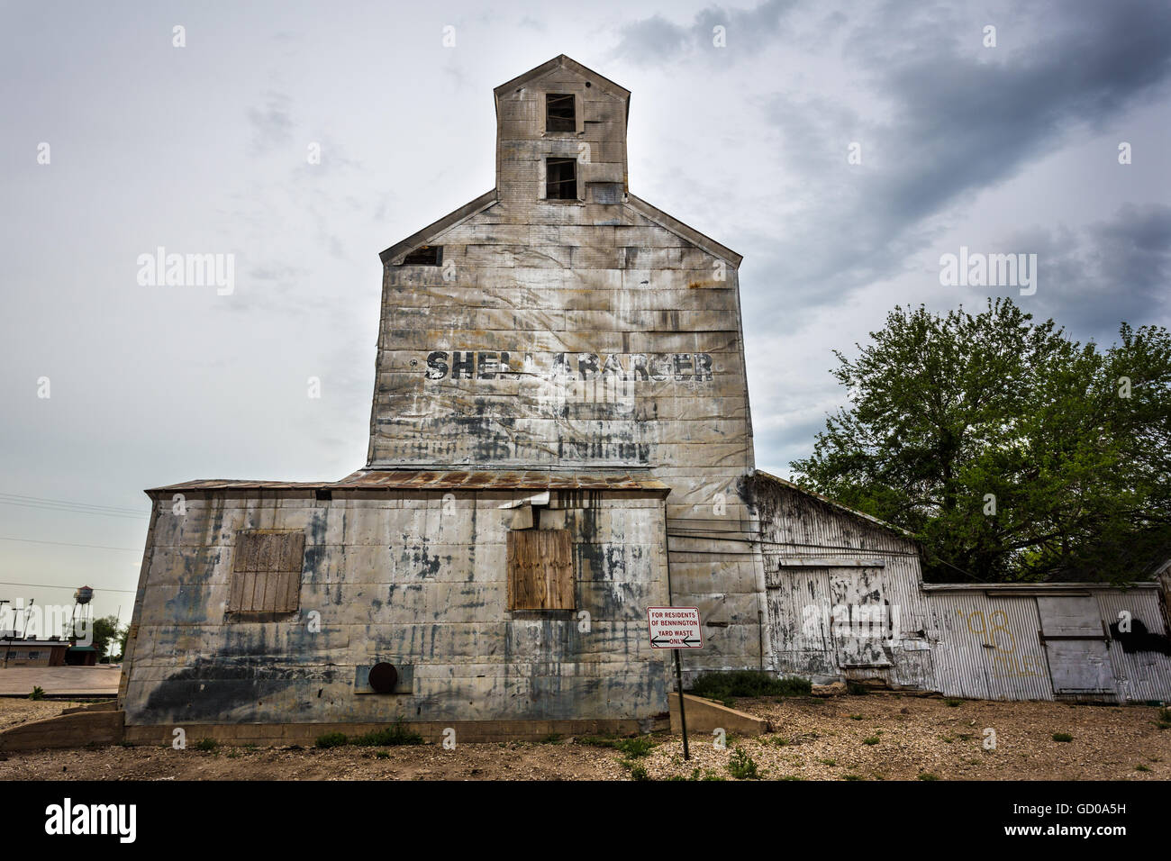 Antique grain barn in Bennington, Kansas, United States. Stock Photo