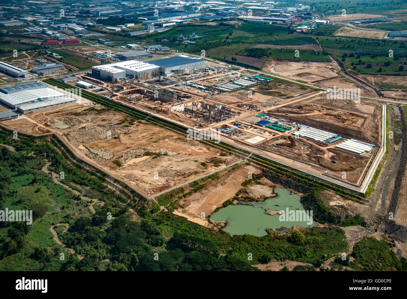 Industrial estate land development aerial view Stock Photo Alamy