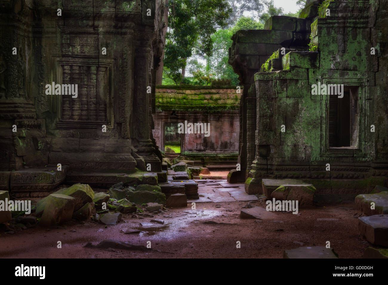 The ancient and crumbling ruins of Ta Prohm in Siem Reap, Cambodia. Stock Photo