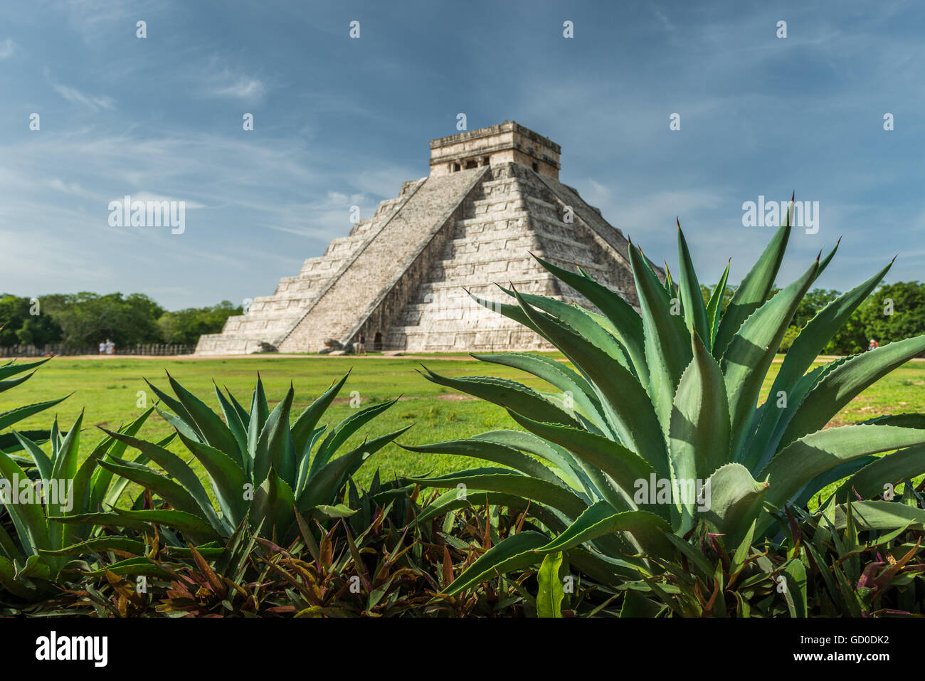 The ancient Pyramid of Kukulcan, or El Castillo, in Chichen Itza, Mexico. Stock Photo