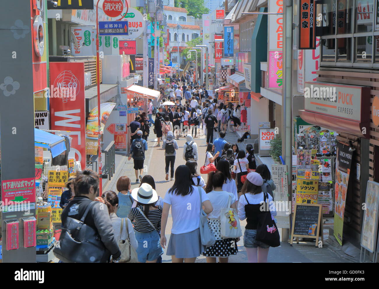 People visit Takeshita street in Harajuku Tokyo Japan. Stock Photo