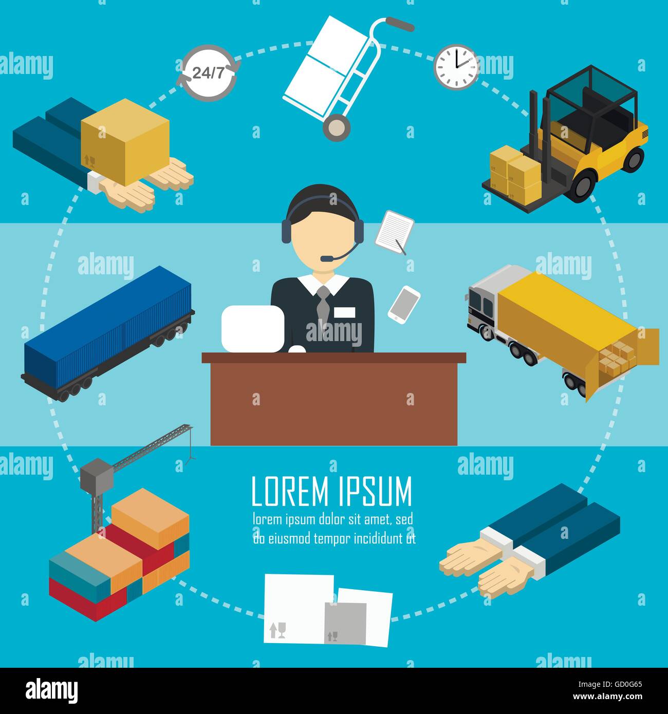 Vector infographics about the warehouse management. Stock Vector