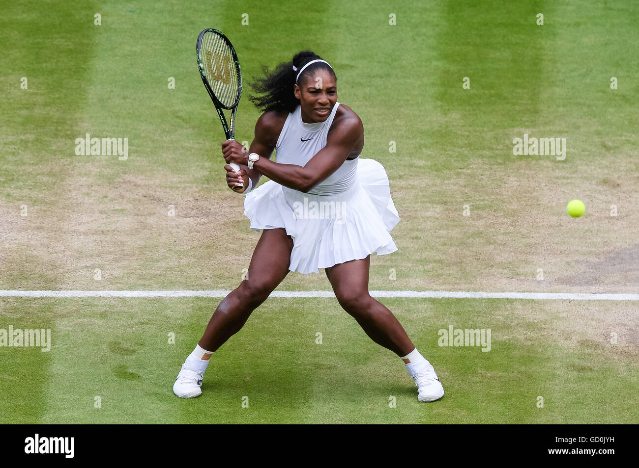 London, UK. 9th July, 2016. Serena Williams (USA) Tennis : Serena Williams of the United States during the Women's singles final match of the Wimbledon Lawn Tennis Championships against Angelique Kerber of Germany at the All England Lawn Tennis and Croquet Club in London, England . © AFLO/Alamy Live News Stock Photo