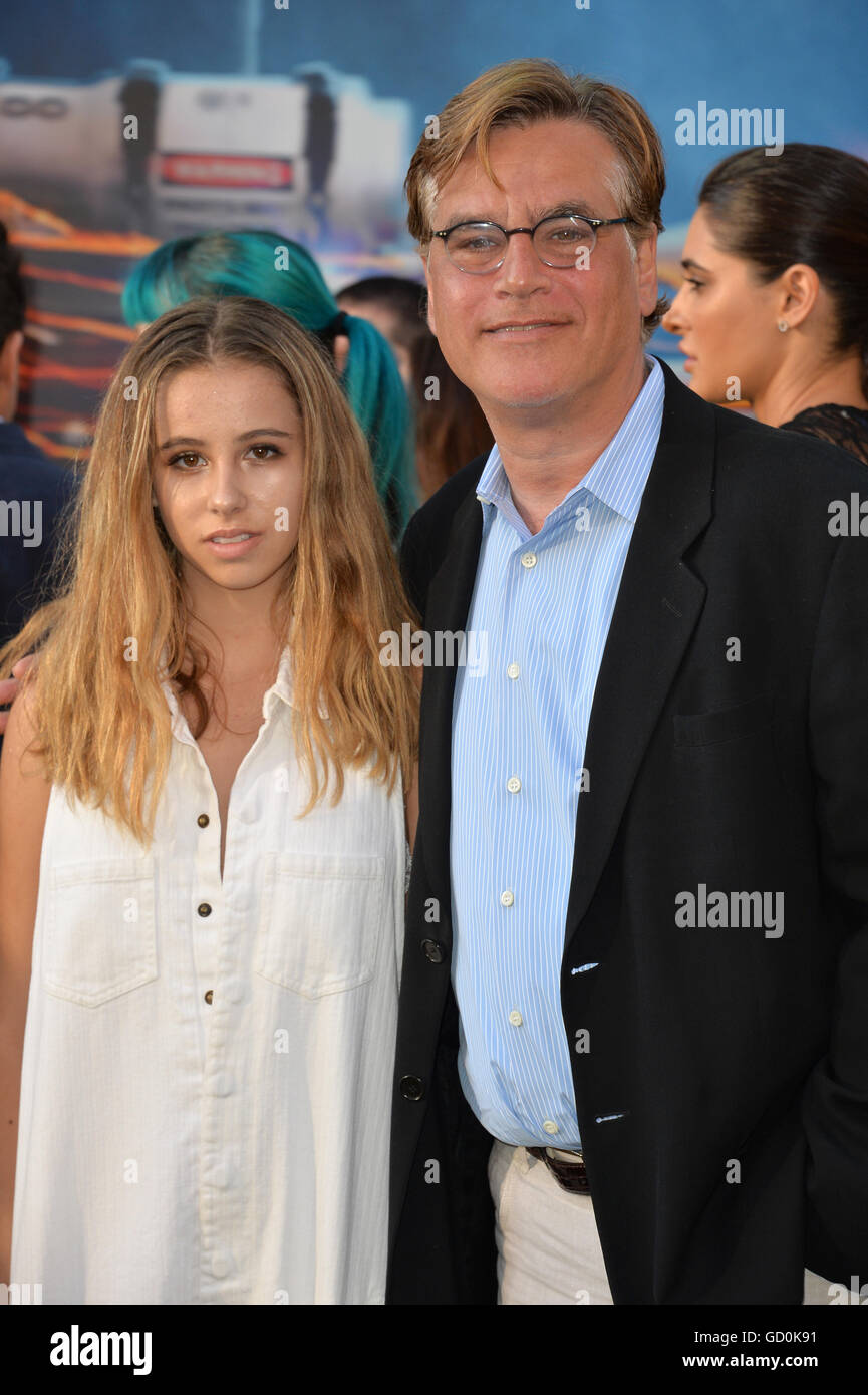 Los Angeles, California, USA. July 9, 2016. Writer Aaron Sorkin & daughter Deborah Sorkin at the Los Angeles premiere of 'Ghostbusters' at the TCL Chinese Theatre, Hollywood. Credit:  Sarah Stewart/Alamy Live News Stock Photo