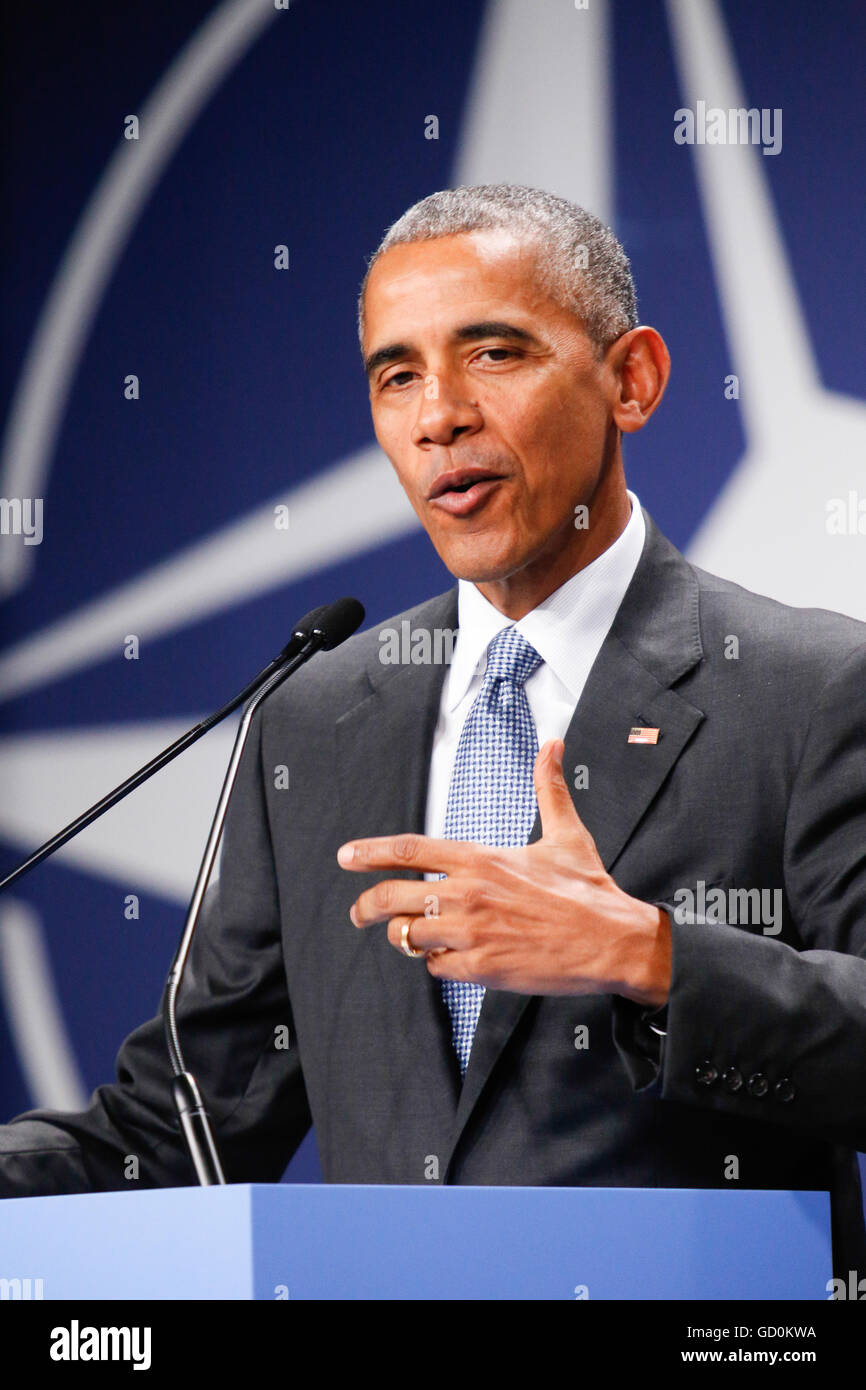 Warsaw, Poland. 08th July, 2016. A statements of president of USA Barack Obama in Nationan Stadium in Warsaw Poland during the NATO summit on th 8th of July 2016. Credit:  Dominika Zarzycka/Alamy Live News Stock Photo