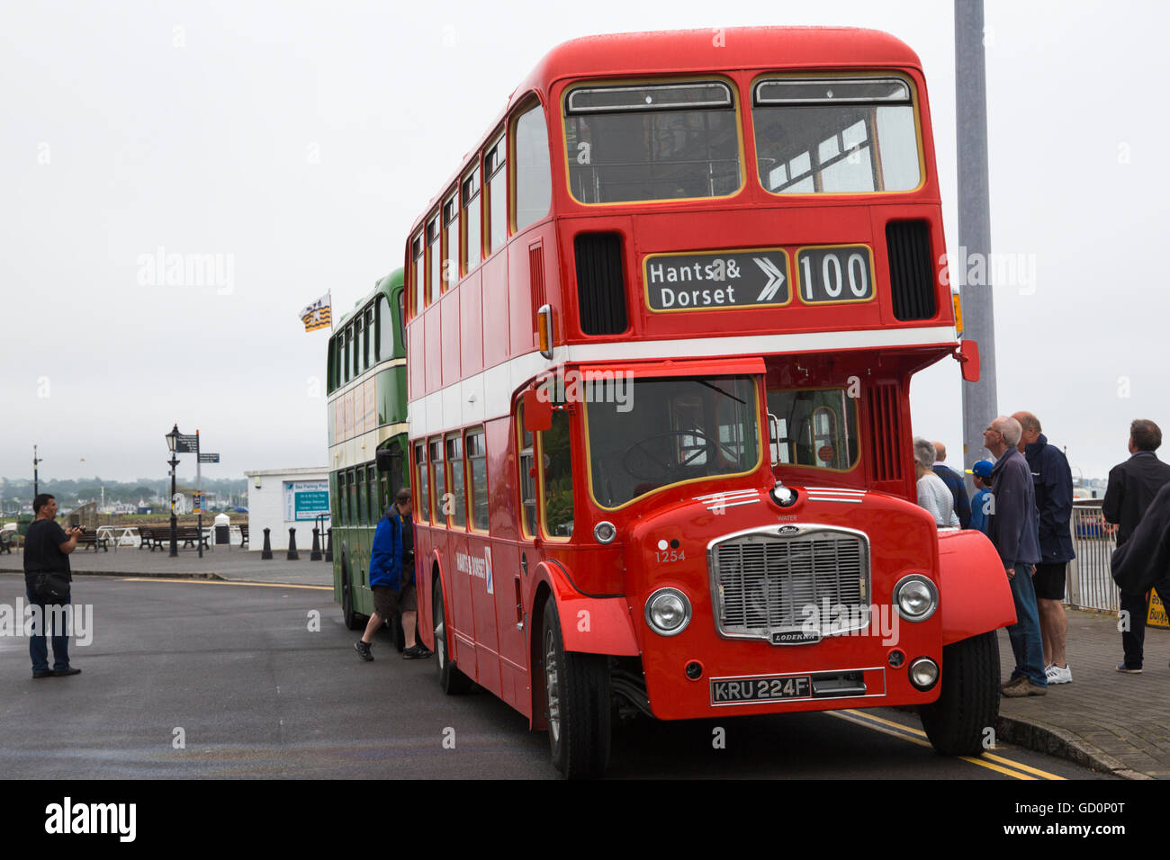 Poole, Dorset, UK. 10 July 2016. Hants & Dorset (More Bus) centenary celebrates in style for its 100th birthday at Poole Quay with vintage bus rides, displays and family entertainment. Credit:  Carolyn Jenkins/Alamy Live News Stock Photo