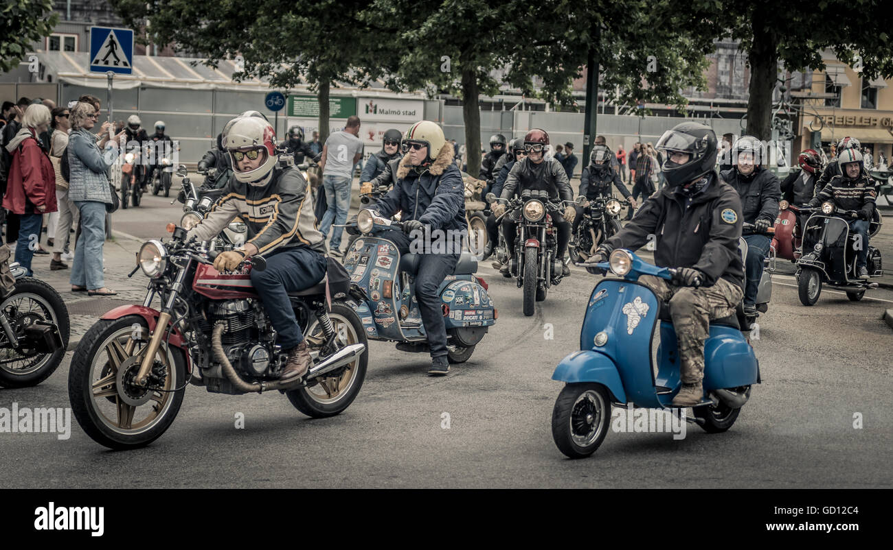 Malmö, Sweden, 9th July, 2016. Mc and Vespa departure. (Photo byTommy  Lindholm/Pacific Press Stock Photo - Alamy