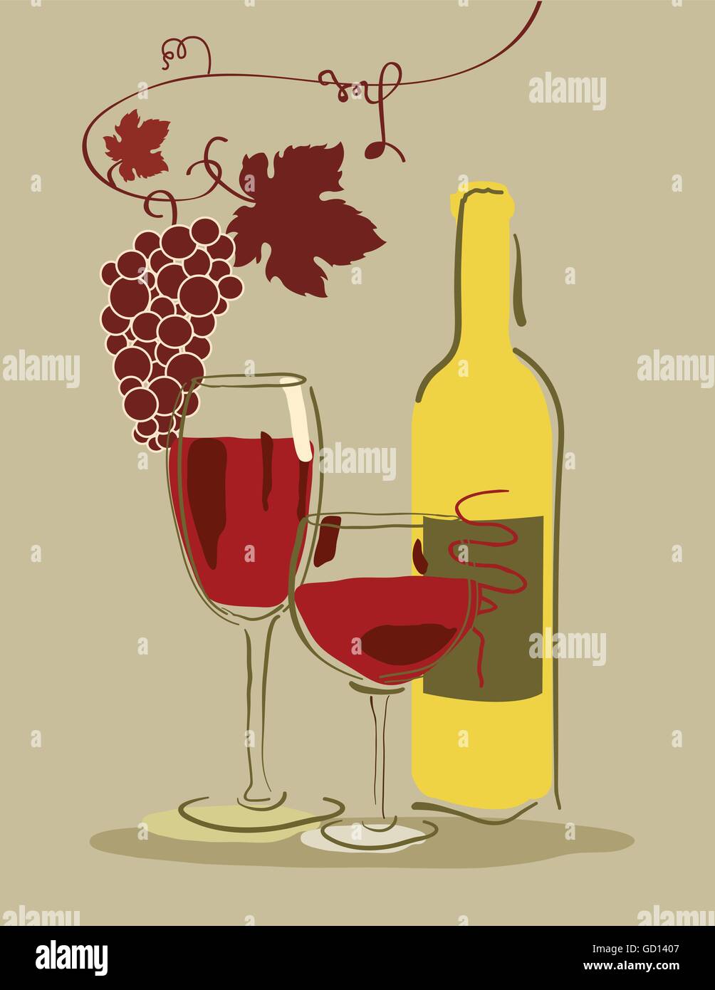 Bottle wine glass grapes Stock Vector Image & Art - Alamy