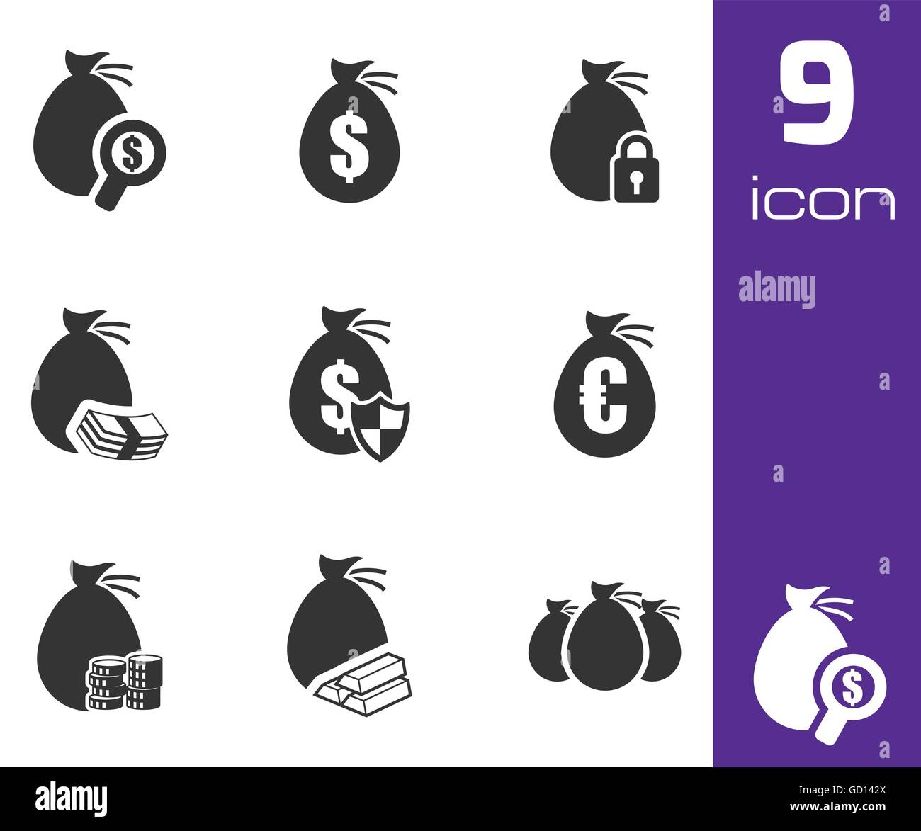 Vector black money icons set Stock Vector Image & Art - Alamy