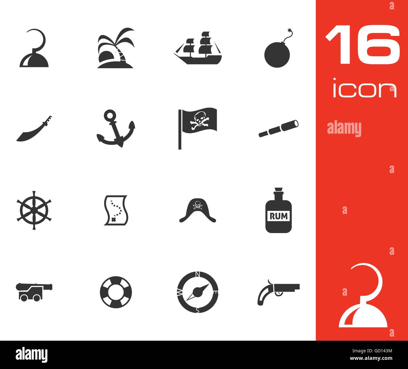 Vector black pirates icons set Stock Vector Image & Art - Alamy