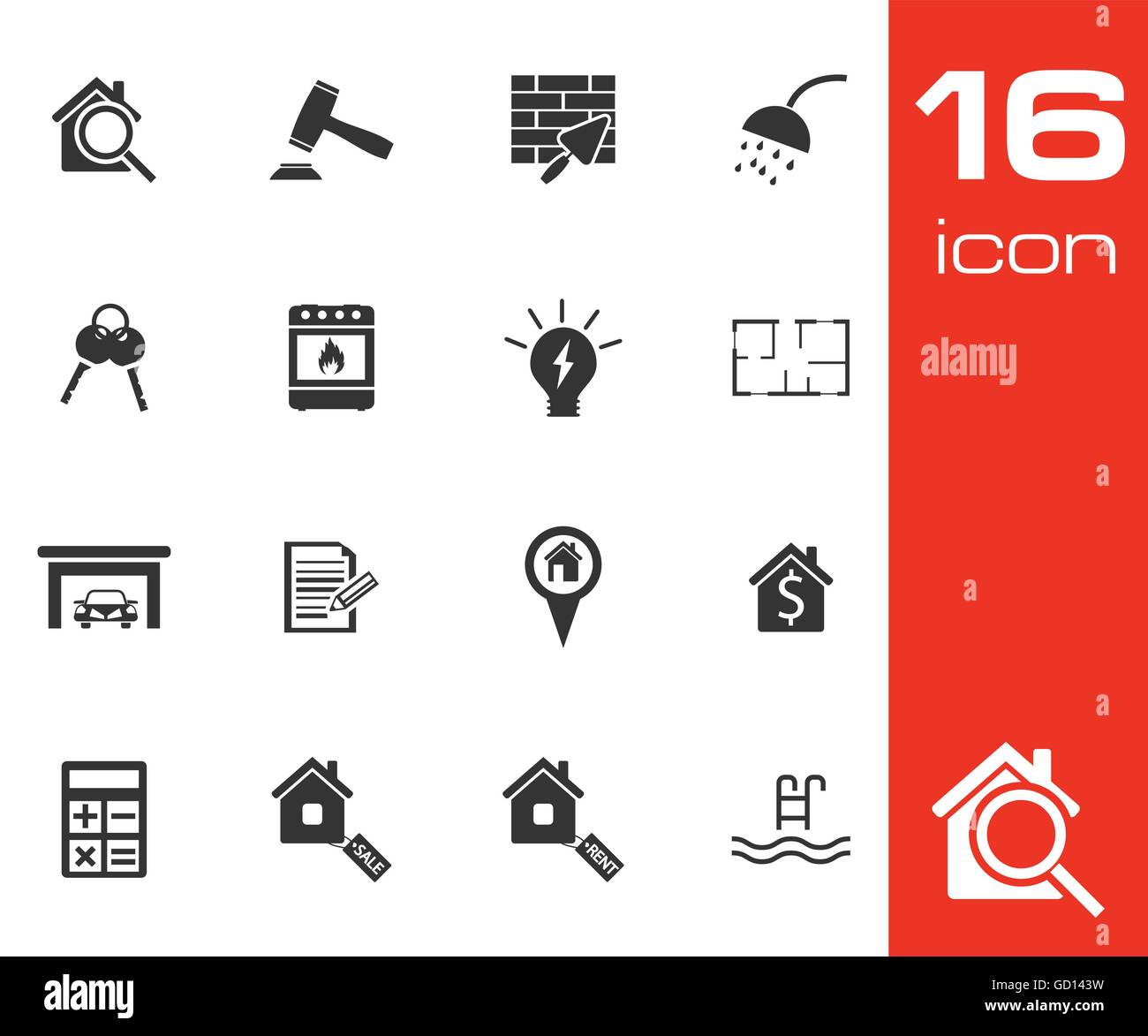Vector black real estate icons set Stock Vector Image & Art - Alamy