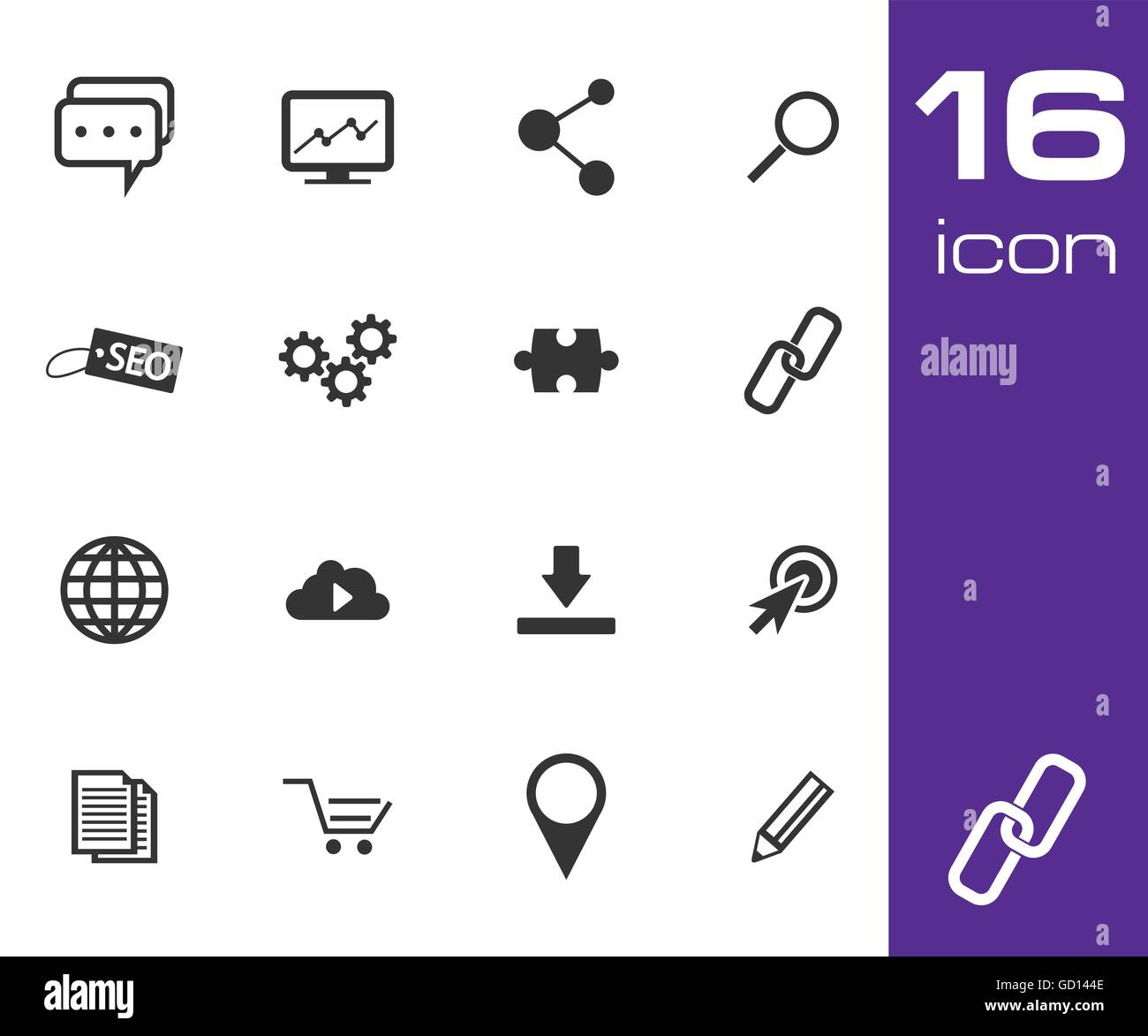 Vector black seo icons set Stock Vector Image & Art - Alamy